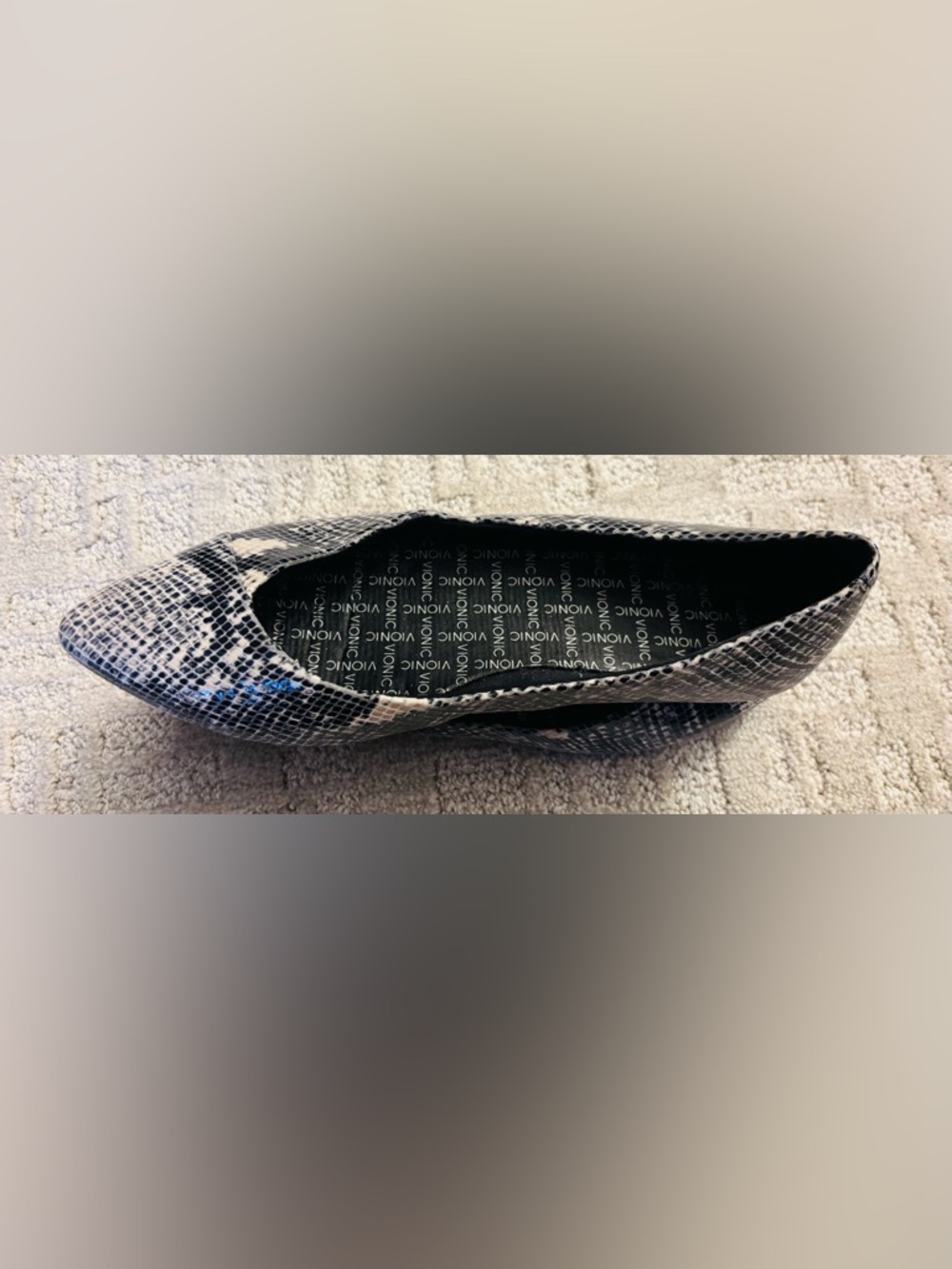 Vionic Caballo Ballet Flats in a Natural Leather Snake Print - Picture 2 of 9